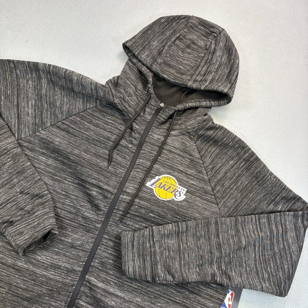 NBA Los Angeles Lakers Basketball Zip Up Hoodie Jacket Mens Grey Extra Large XL